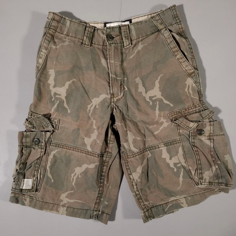 Signature by Levi Strauss Cargo Shorts Mens 28 Green Camo Utility Multi Pocket
